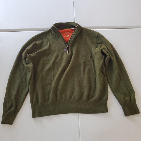 Orvis Sweater Mens XL Green Merino Wool Half Zip Pullover Outdoor Fishing Warm - Picture 1 of 7